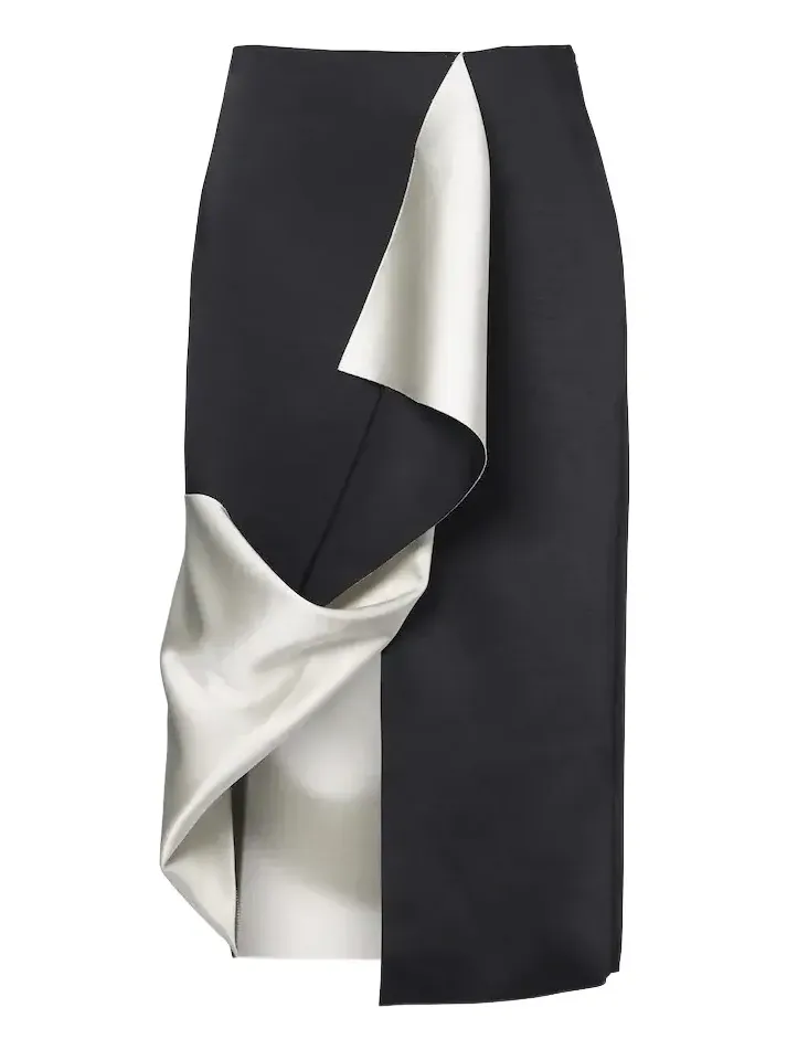 Róhe Draped asymmetric satin midi skirt