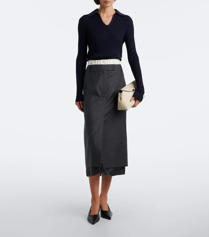 RÓHE Róhe Paneled virgin wool pencil skirt | Thumbnail 4