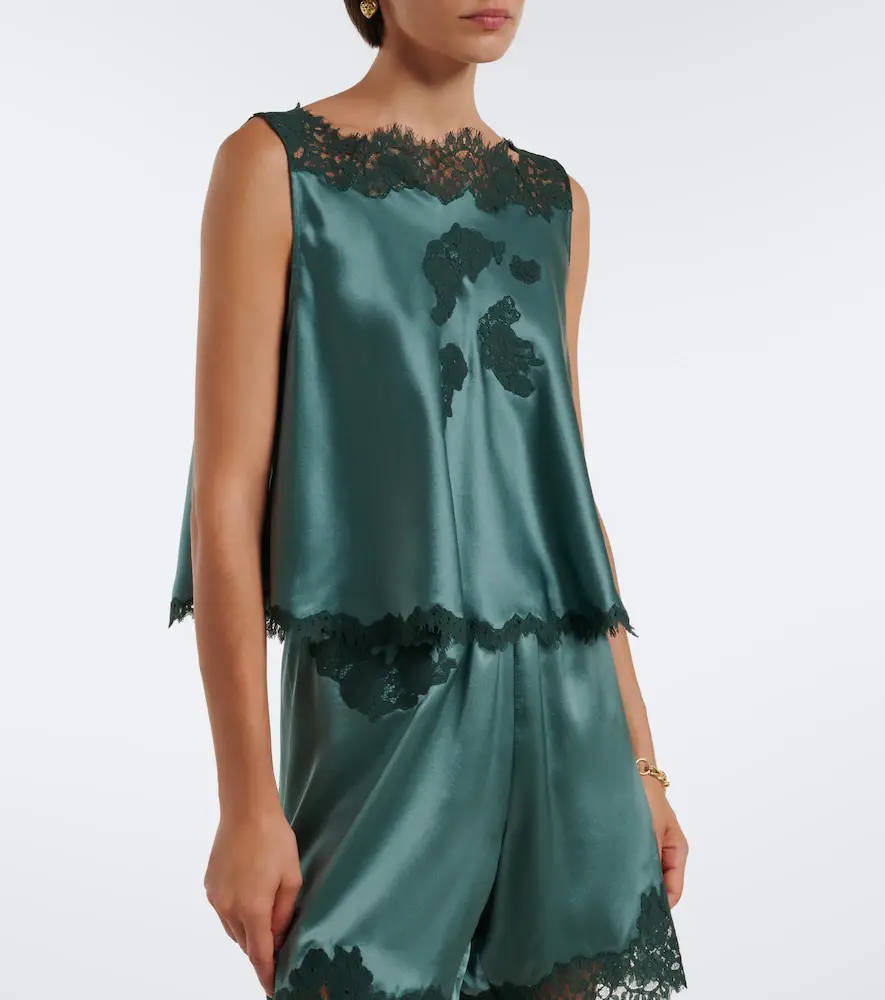 DÔEN Dôen Valerina lace-trimmed silk satin top | Thumbnail 2