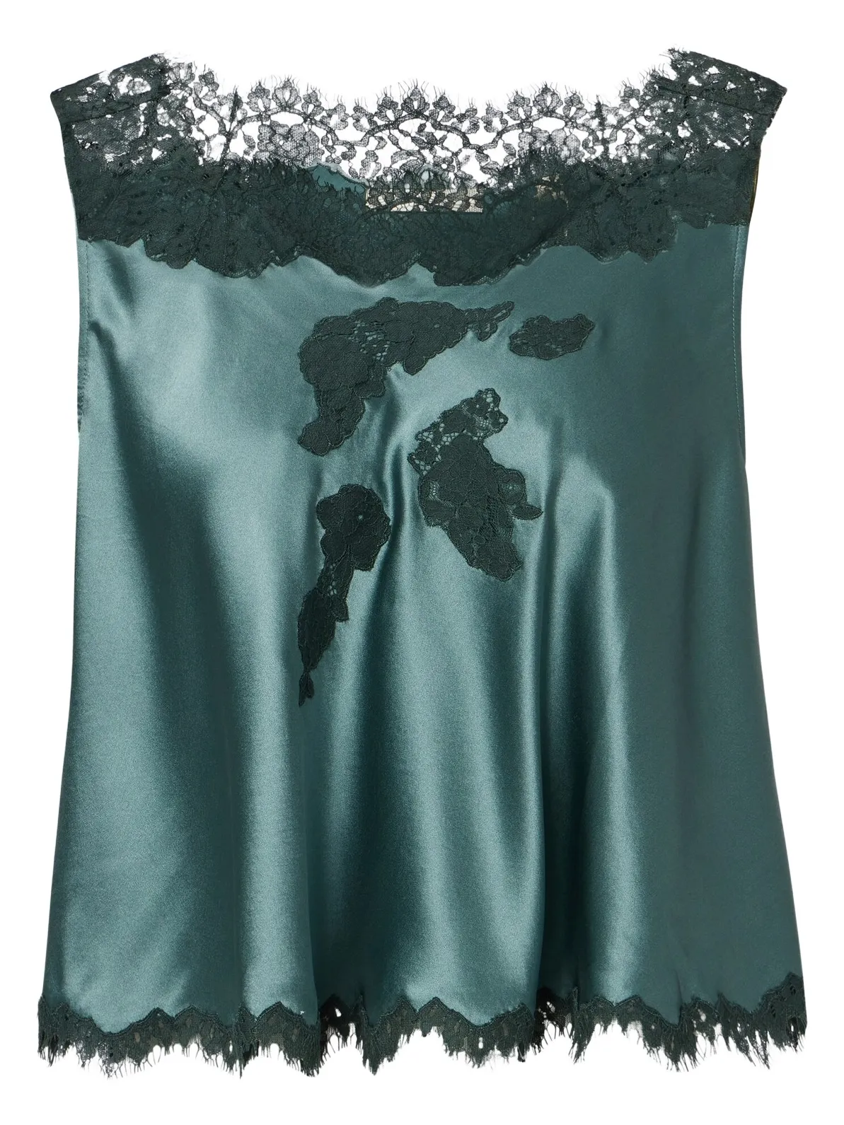 Dôen Valerina lace-trimmed silk satin top