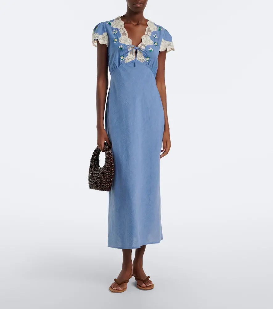 Rixo Amari embroidered cotton midi dress | Thumbnail 5 Rixo Amari embroidered cotton midi dress | Thumbnail 5