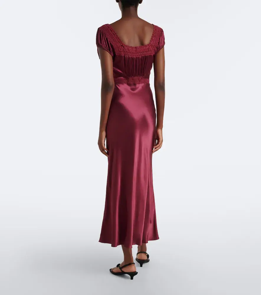 Rixo Maeva lace-trimmed satin midi dress | Thumbnail 5 Rixo Maeva lace-trimmed satin midi dress | Thumbnail 5
