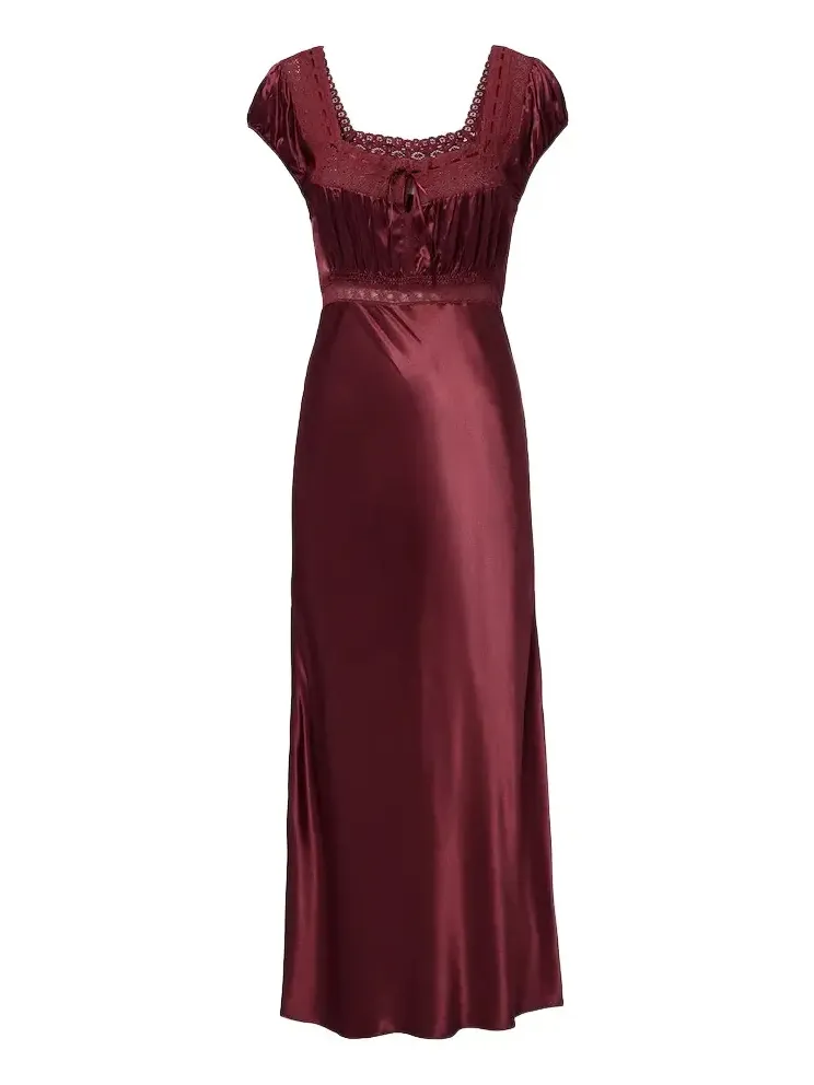 Maeva lace-trimmed satin midi dress Maeva lace-trimmed satin midi dress