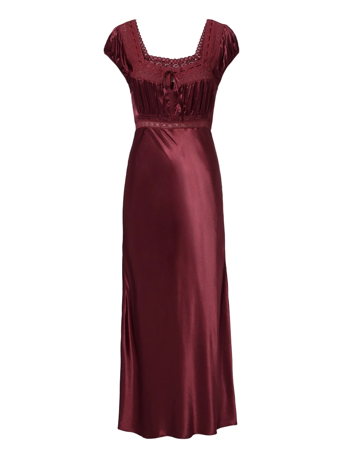 Maeva lace-trimmed satin midi dress