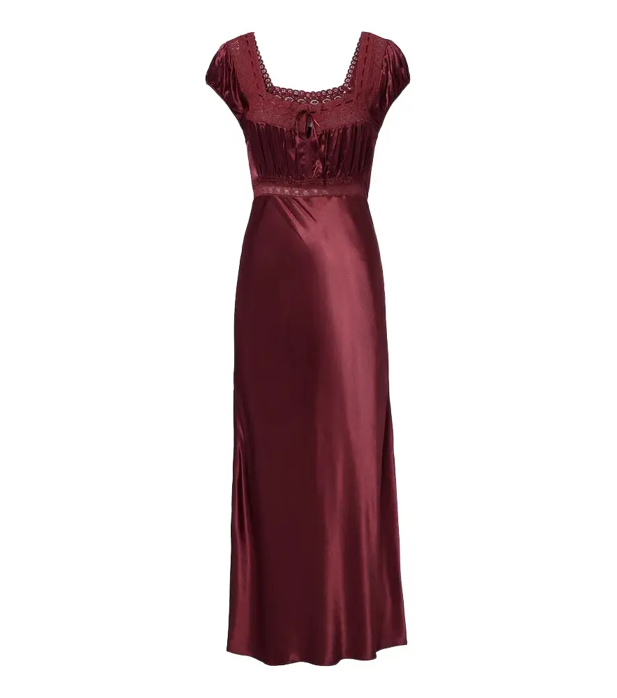 Rixo Maeva lace-trimmed satin midi dress | Image 1 Rixo Maeva lace-trimmed satin midi dress | Image 1