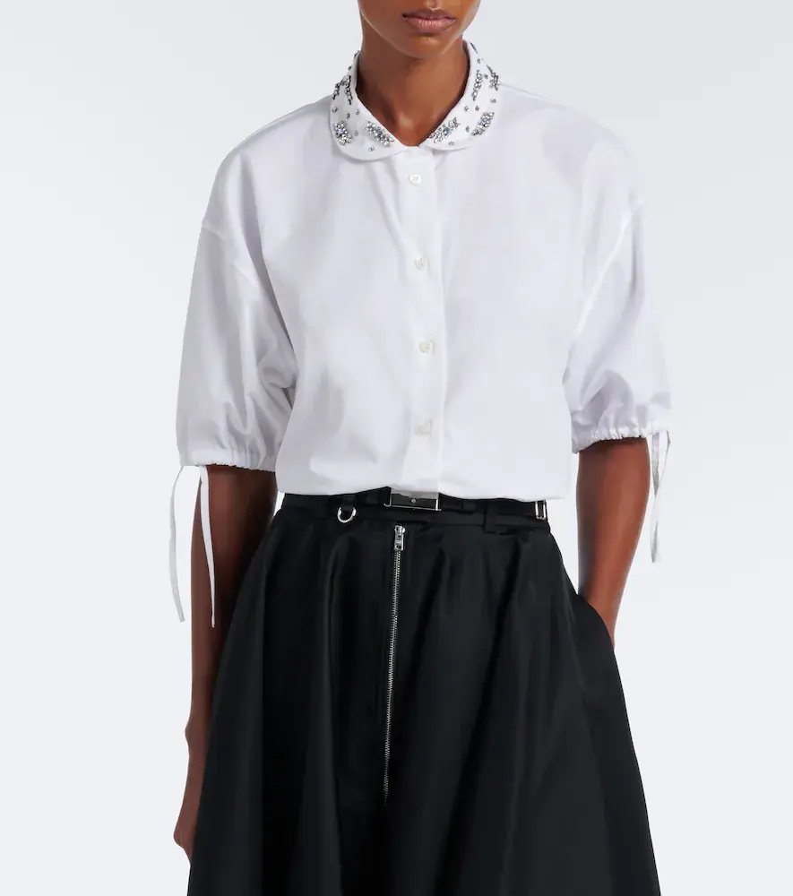 Prada Crystal-embellished poplin shirt | Thumbnail 2