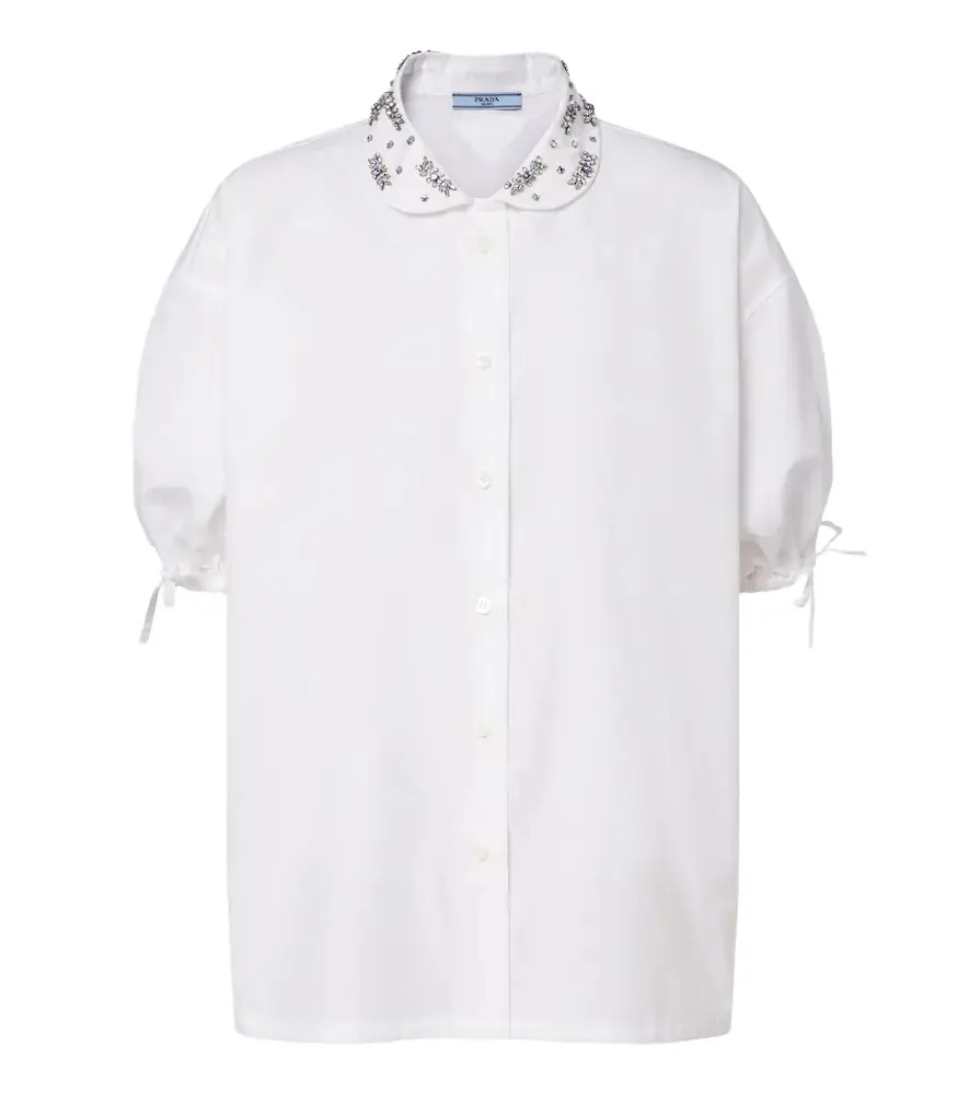 Prada Crystal-embellished poplin shirt | Image 1 Prada Crystal-embellished poplin shirt | Image 1
