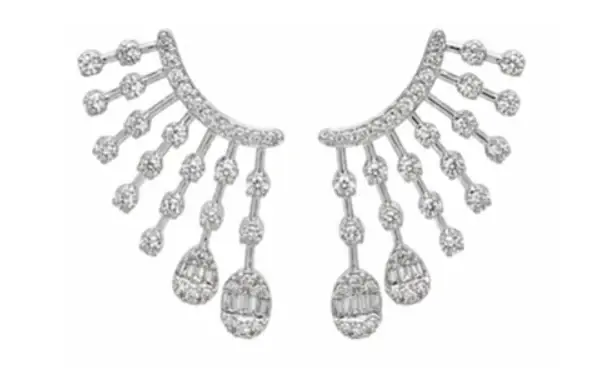 Wish Fine Jewelry 1.20ct Diamond 18K Gold Cluster Climber Earrings