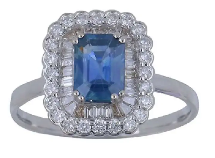 Wish Fine Jewelry 1.25ct Diamond Sapphire 18K Gold Halo Cocktail Ring