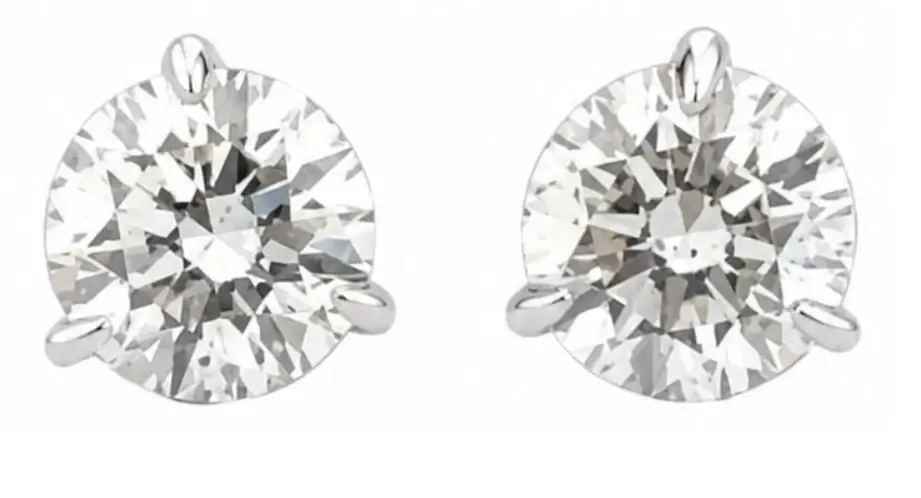 Wish Fine Jewelry 3.00ct Diamond 18K Gold Stud Round Earrings
