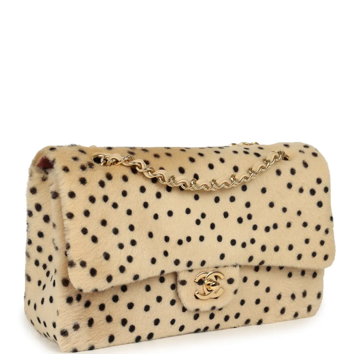 Chanel Chanel "Cheetah Print" Medium Flap Bag Light Beige Calf Hair and Black Lambskin Gold Hardware | Thumbnail 2