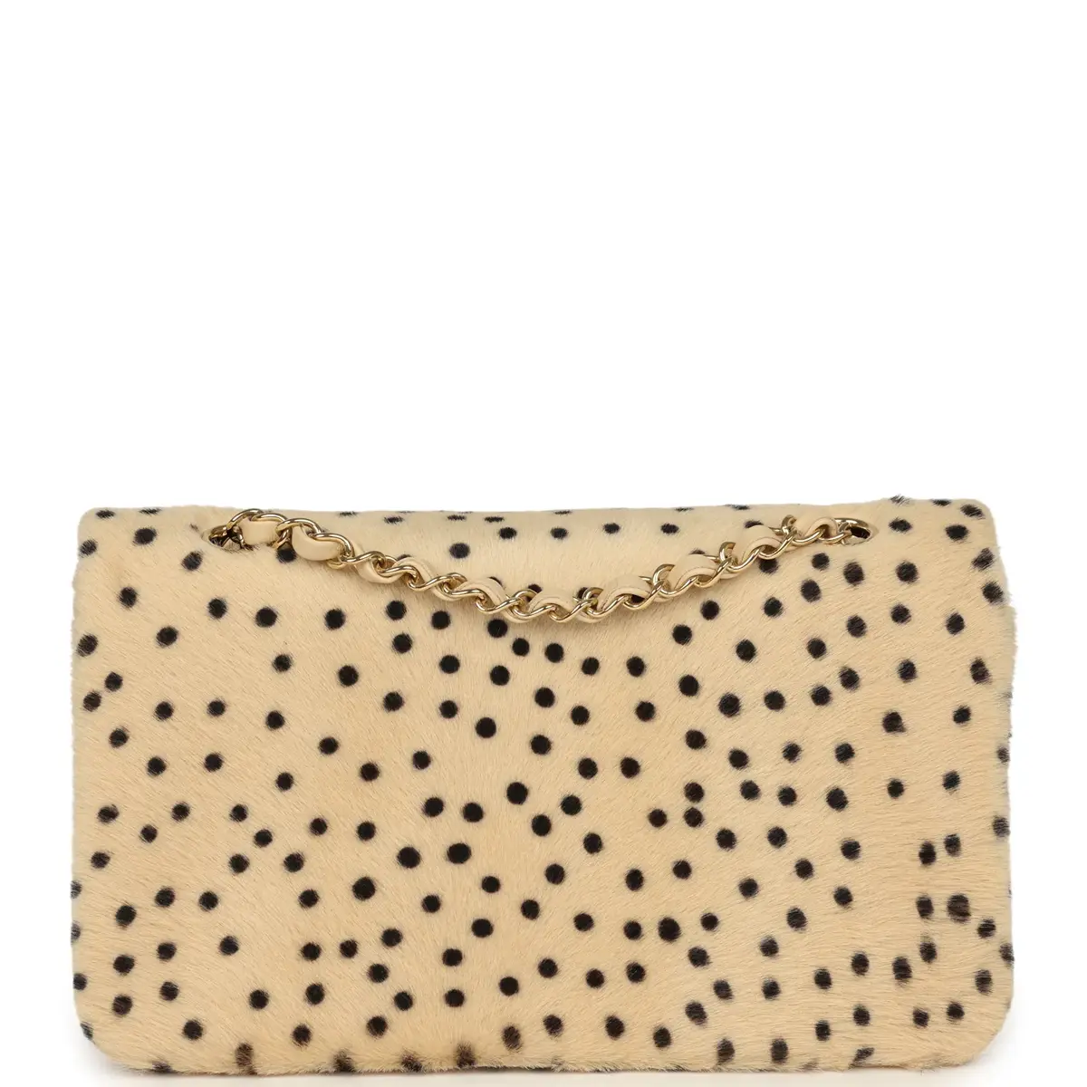 Chanel Chanel "Cheetah Print" Medium Flap Bag Light Beige Calf Hair and Black Lambskin Gold Hardware | Thumbnail 4