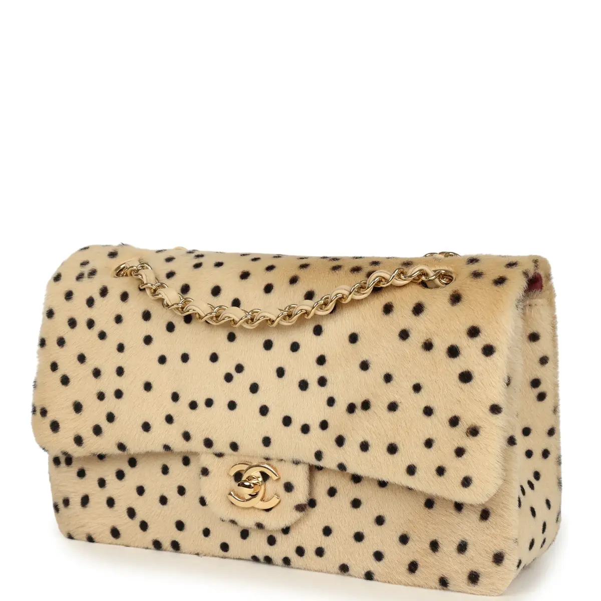 Chanel Chanel "Cheetah Print" Medium Flap Bag Light Beige Calf Hair and Black Lambskin Gold Hardware | Thumbnail 5