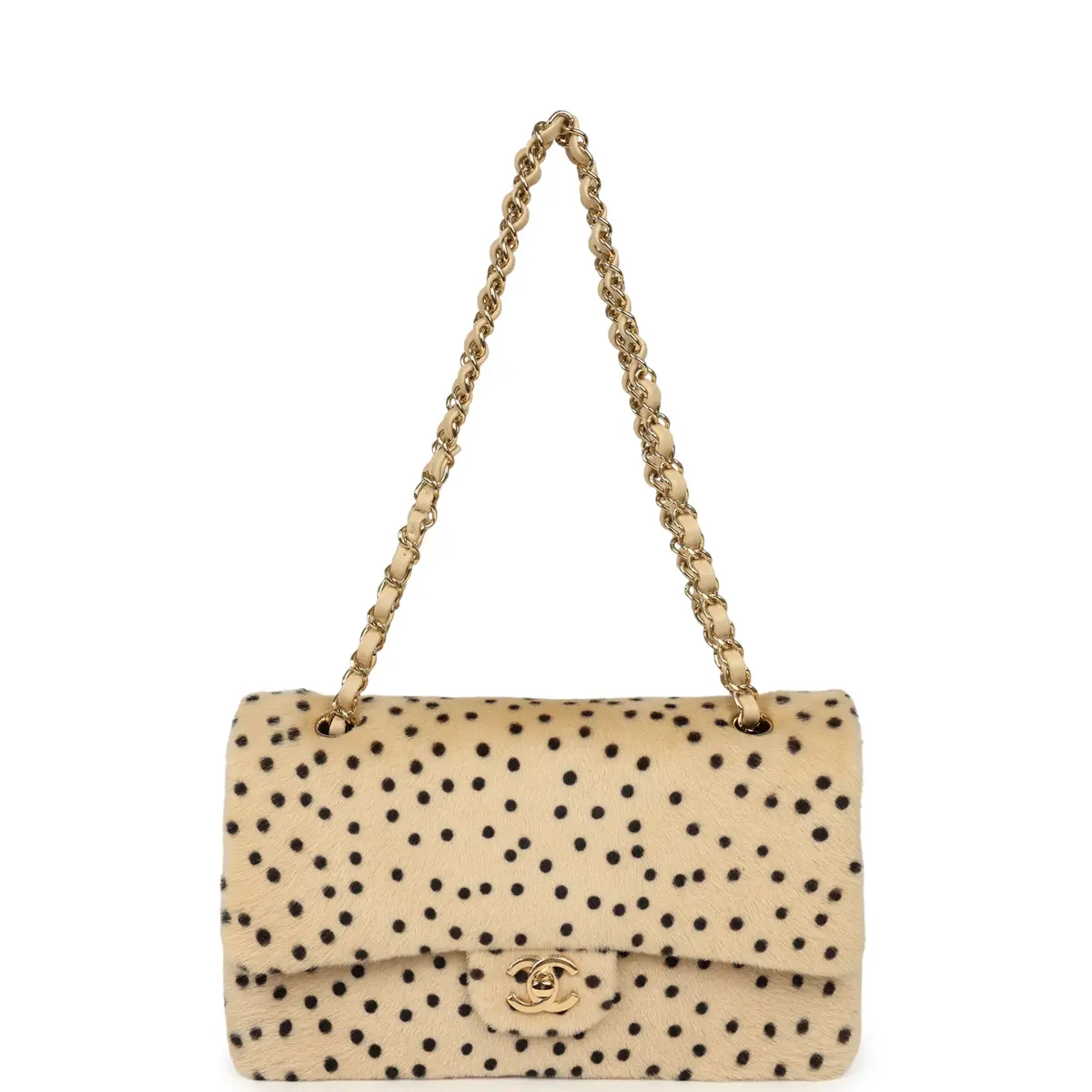 Chanel Chanel "Cheetah Print" Medium Flap Bag Light Beige Calf Hair and Black Lambskin Gold Hardware | Thumbnail 7