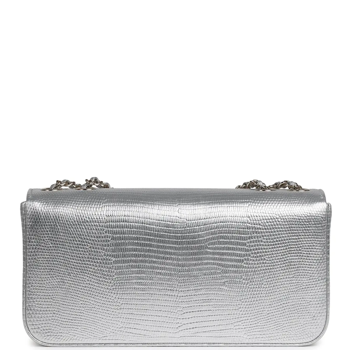 Chanel Chanel East West Flap Bag Silver Metallic Lizard Embossed Calfskin Light Gold Hardware | Thumbnail 4 Chanel Chanel East West Flap Bag Silver Metallic Lizard Embossed Calfskin Light Gold Hardware | Thumbnail 4