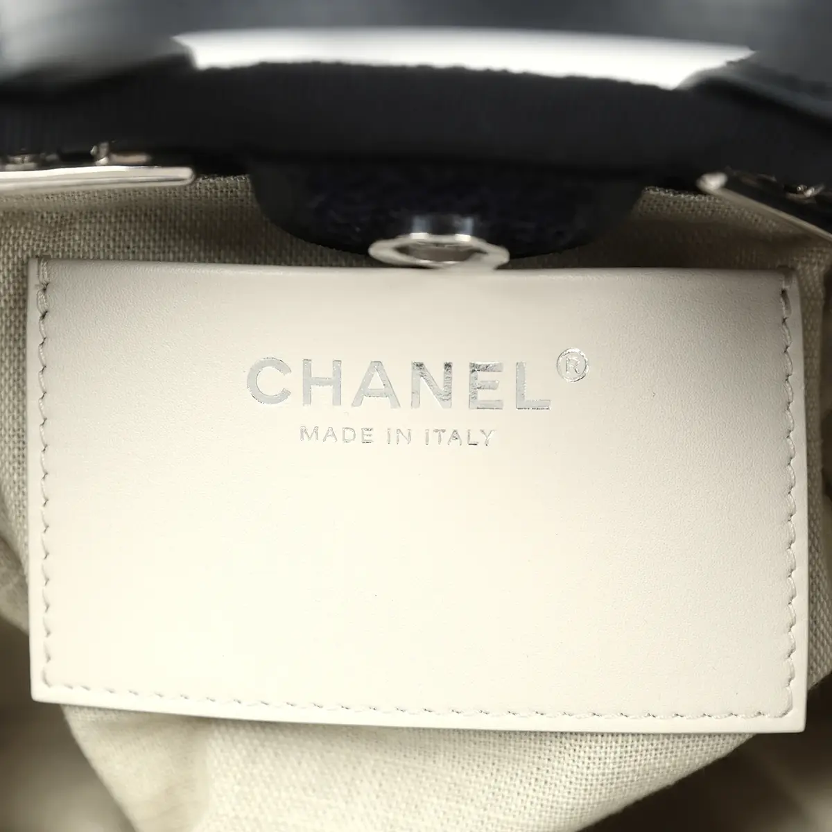 Chanel Chanel Mini Deauville Shopping Tote Black, Silver Tweed Boucle, Leather Silver Hardware | Thumbnail 9 Chanel Chanel Mini Deauville Shopping Tote Black, Silver Tweed Boucle, Leather Silver Hardware | Thumbnail 9