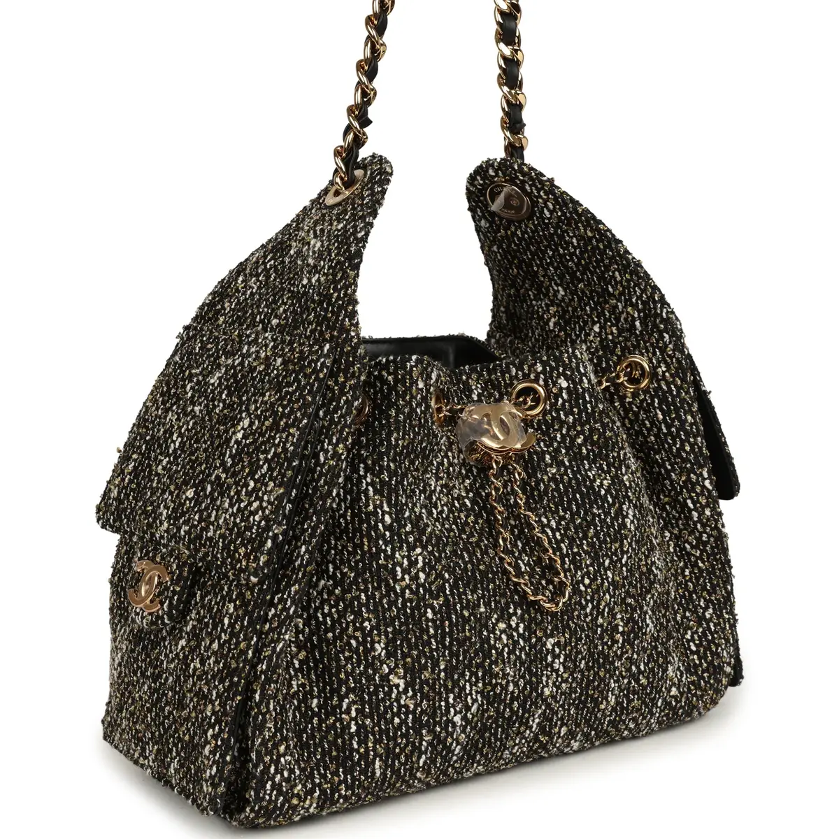 Chanel Chanel Small 25 Hobo Bag Black, White, Gold Tweed Bouclé Gold Hardware | Thumbnail 2 Chanel Chanel Small 25 Hobo Bag Black, White, Gold Tweed Bouclé Gold Hardware | Thumbnail 2