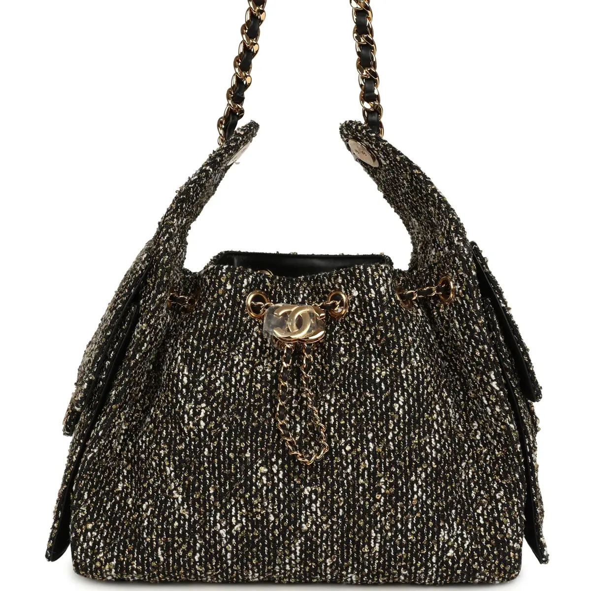 Chanel Chanel Small 25 Hobo Bag Black, White, Gold Tweed Bouclé Gold Hardware | Image 1 Chanel Chanel Small 25 Hobo Bag Black, White, Gold Tweed Bouclé Gold Hardware | Image 1