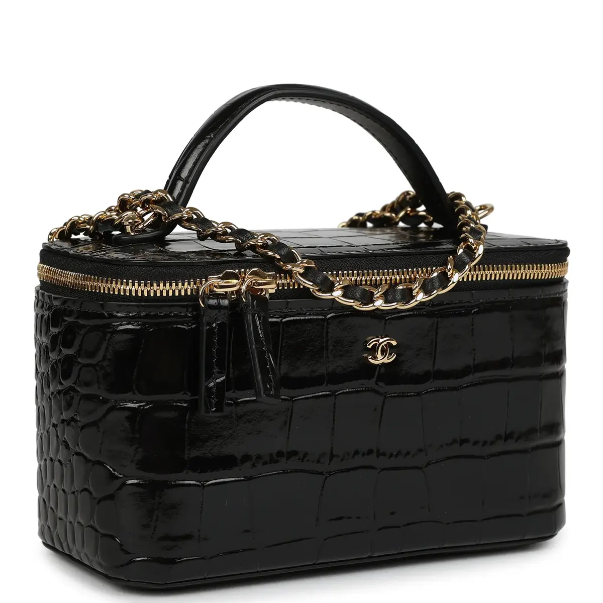Chanel Chanel Small Top Handle Vanity Case Black Croc Embossed Calfskin Gold Hardware | Thumbnail 2 Chanel Chanel Small Top Handle Vanity Case Black Croc Embossed Calfskin Gold Hardware | Thumbnail 2