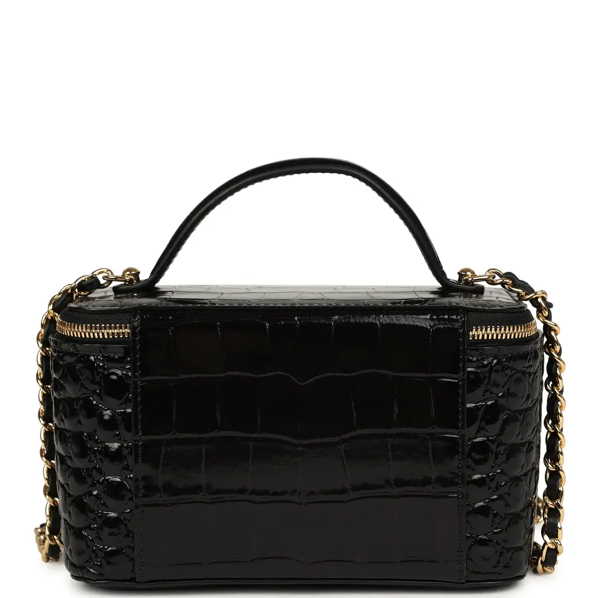 Chanel Chanel Small Top Handle Vanity Case Black Croc Embossed Calfskin Gold Hardware | Thumbnail 4 Chanel Chanel Small Top Handle Vanity Case Black Croc Embossed Calfskin Gold Hardware | Thumbnail 4