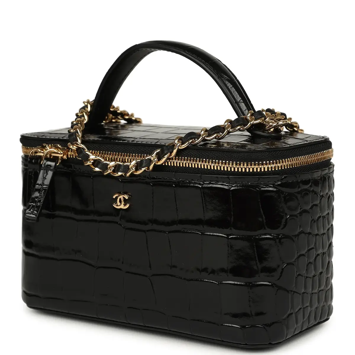 Chanel Chanel Small Top Handle Vanity Case Black Croc Embossed Calfskin Gold Hardware | Thumbnail 5 Chanel Chanel Small Top Handle Vanity Case Black Croc Embossed Calfskin Gold Hardware | Thumbnail 5