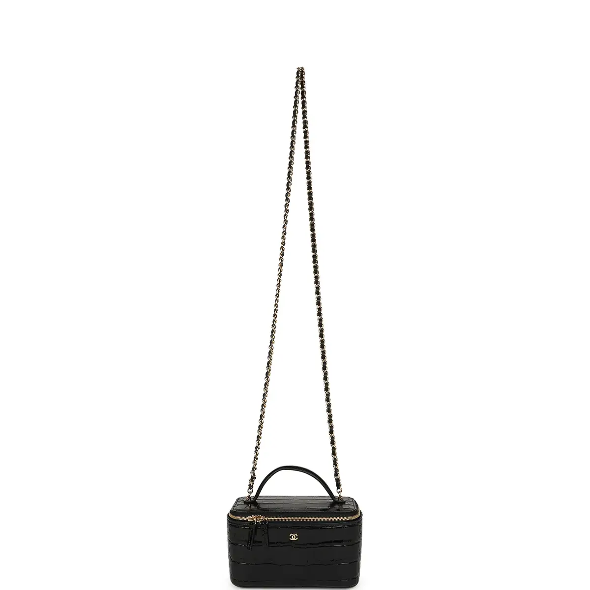 Chanel Chanel Small Top Handle Vanity Case Black Croc Embossed Calfskin Gold Hardware | Thumbnail 7 Chanel Chanel Small Top Handle Vanity Case Black Croc Embossed Calfskin Gold Hardware | Thumbnail 7
