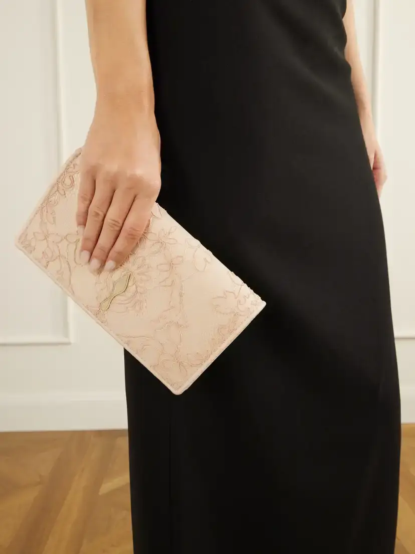 Christian Louboutin Bettina Lace-trimmed Satin Clutch | Thumbnail 2
