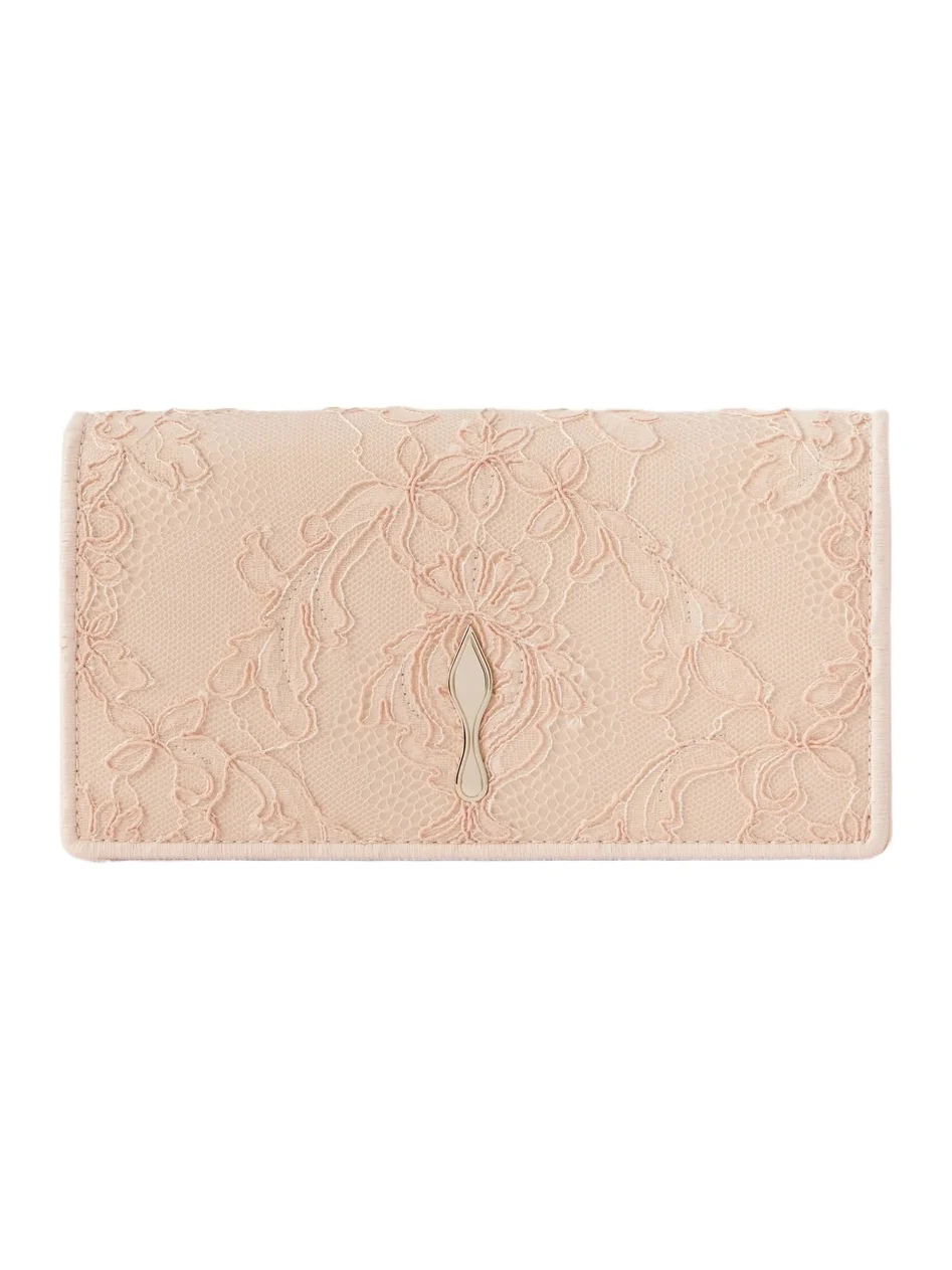 Christian Louboutin Bettina Lace-trimmed Satin Clutch