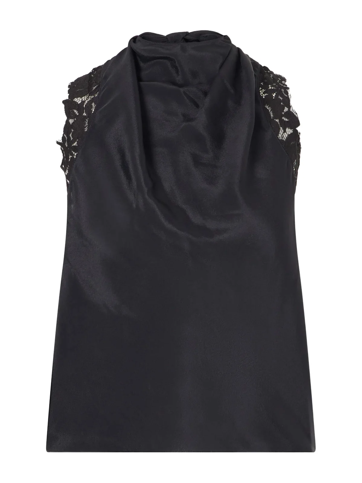 Tie-detailed Lace-trimmed Satin Top Tie-detailed Lace-trimmed Satin Top