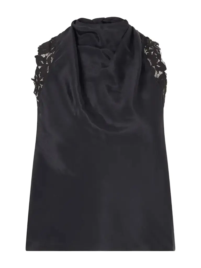 SIR. Tie-detailed Lace-trimmed Satin Top | Image 1 SIR. Tie-detailed Lace-trimmed Satin Top | Image 1