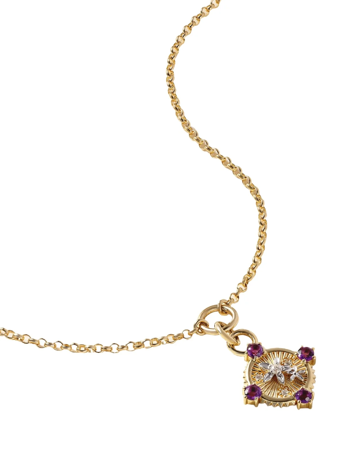 Foundrae Resilience Blossoms 18-karat Gold, Amethyst And Diamond Pendant Necklace