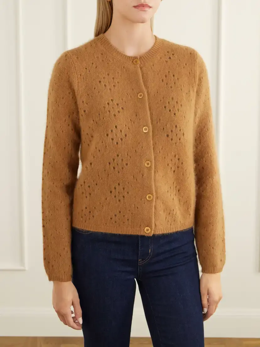 Frame The Cashmere Airy Teddy Cardi Wool And Cashmere-blend Cardigan - Brown | Thumbnail 3 Frame The Cashmere Airy Teddy Cardi Wool And Cashmere-blend Cardigan - Brown | Thumbnail 3