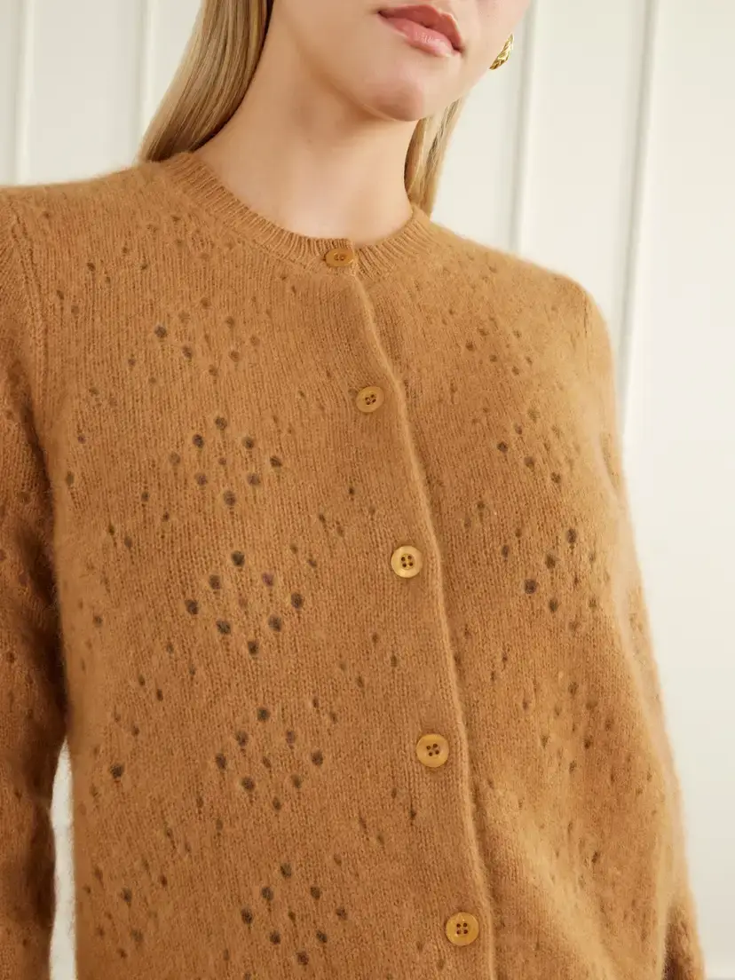 Frame The Cashmere Airy Teddy Cardi Wool And Cashmere-blend Cardigan - Brown | Thumbnail 5 Frame The Cashmere Airy Teddy Cardi Wool And Cashmere-blend Cardigan - Brown | Thumbnail 5