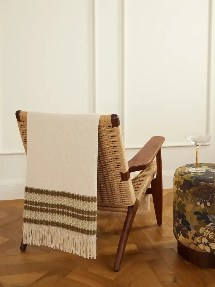 The House of Lyria Belize Fringed Striped Wool And Cashmere-blend Throw - Neutrals | Thumbnail 2