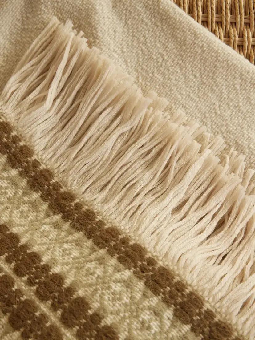 The House of Lyria Belize Fringed Striped Wool And Cashmere-blend Throw - Neutrals | Thumbnail 3