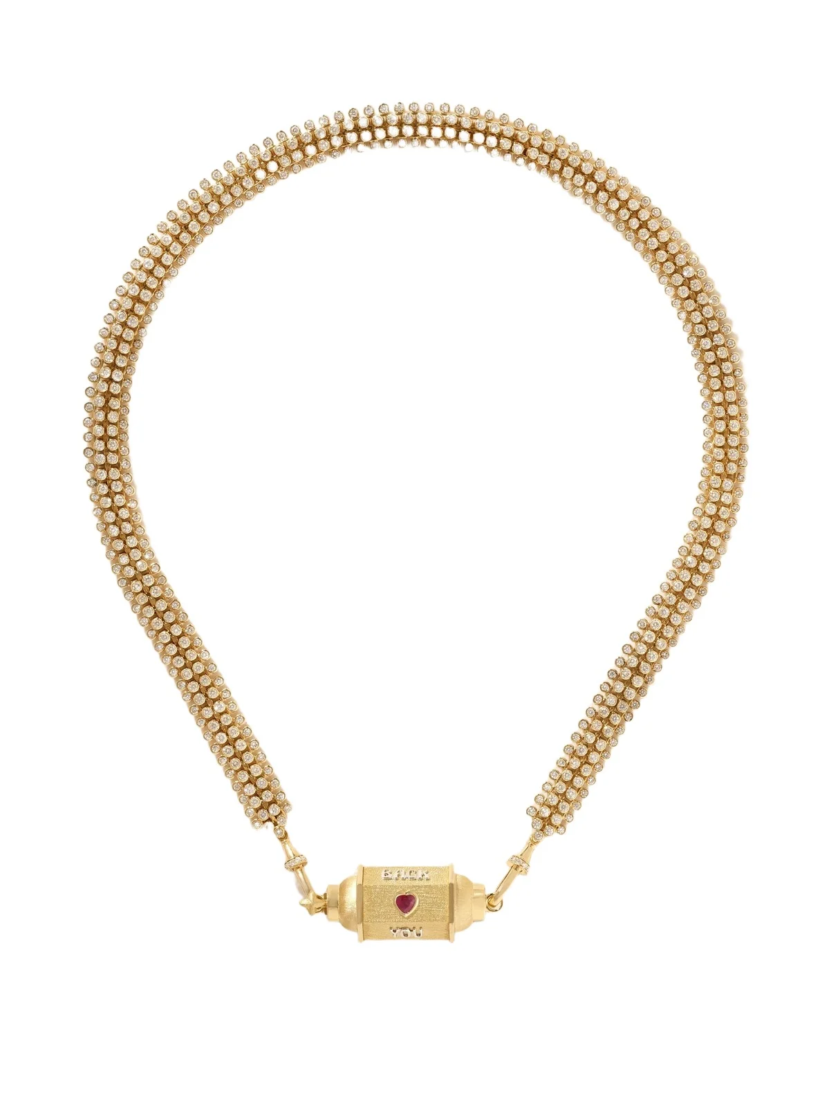 Love You Locket 18-karat Yellow And White Gold, Diamond And Ruby Necklace