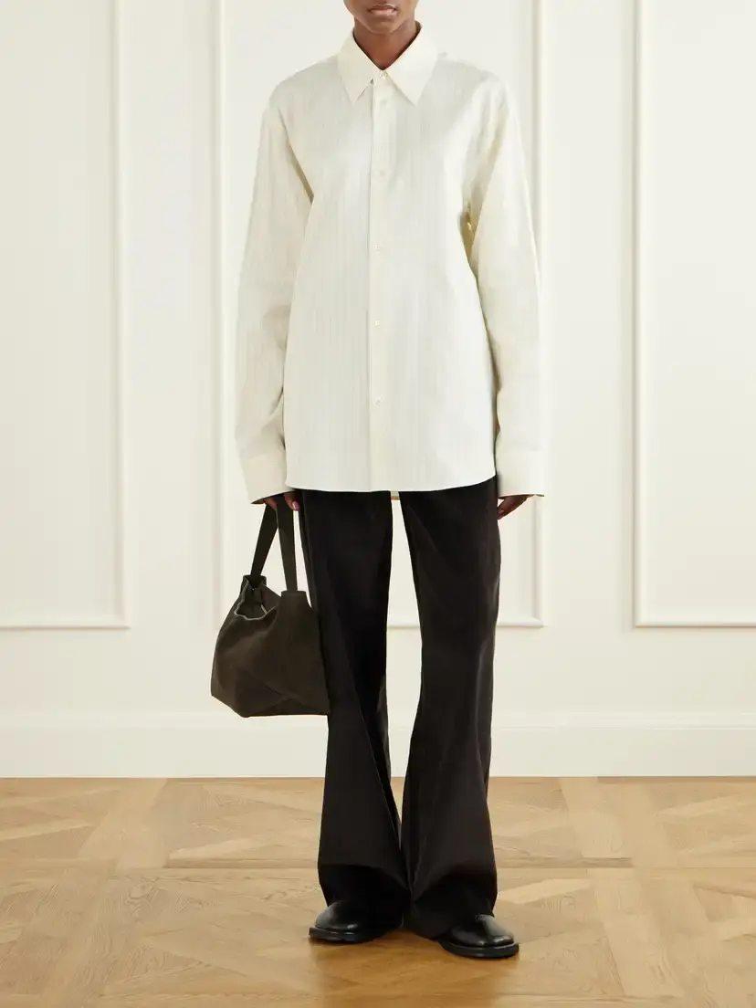 Studio Nicholson View Striped Cotton And Silk-blend Shirt | Thumbnail 2