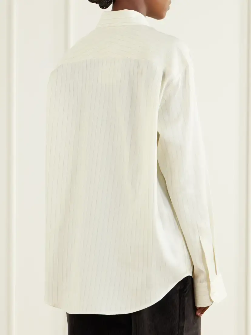 Studio Nicholson View Striped Cotton And Silk-blend Shirt | Thumbnail 3
