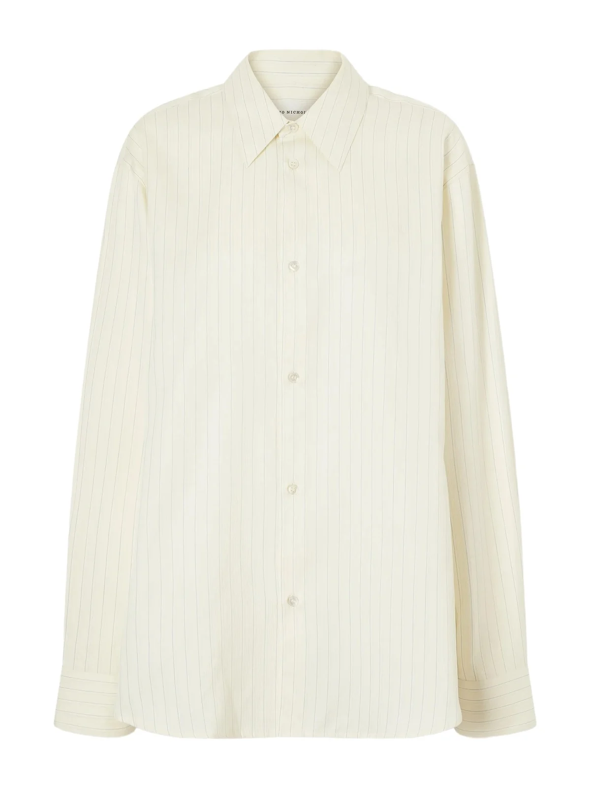 Studio Nicholson View Striped Cotton And Silk-blend Shirt - Blue
