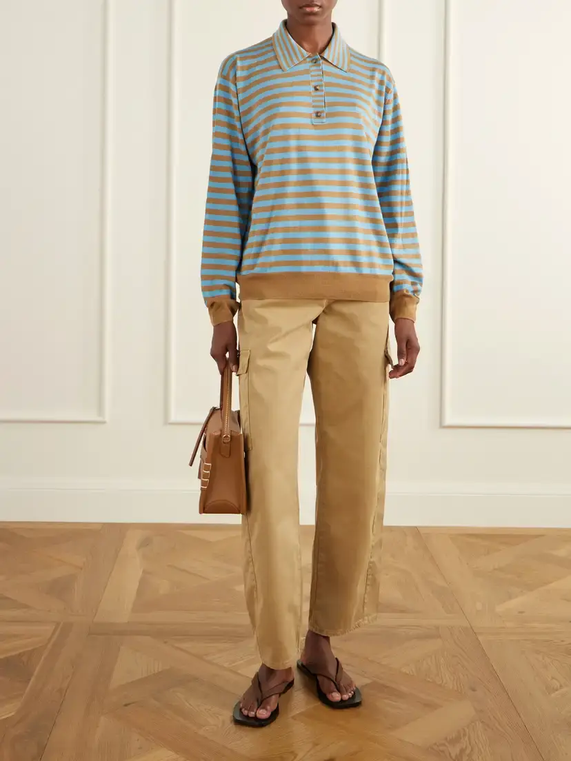 La Ligne Ben Striped Silk, Wool And Cashmere-blend Polo Sweater | Thumbnail 2 La Ligne Ben Striped Silk, Wool And Cashmere-blend Polo Sweater | Thumbnail 2