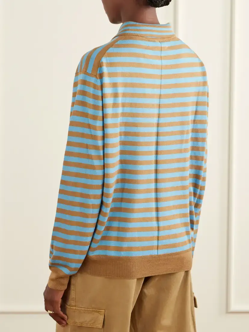 La Ligne Ben Striped Silk, Wool And Cashmere-blend Polo Sweater | Thumbnail 3 La Ligne Ben Striped Silk, Wool And Cashmere-blend Polo Sweater | Thumbnail 3