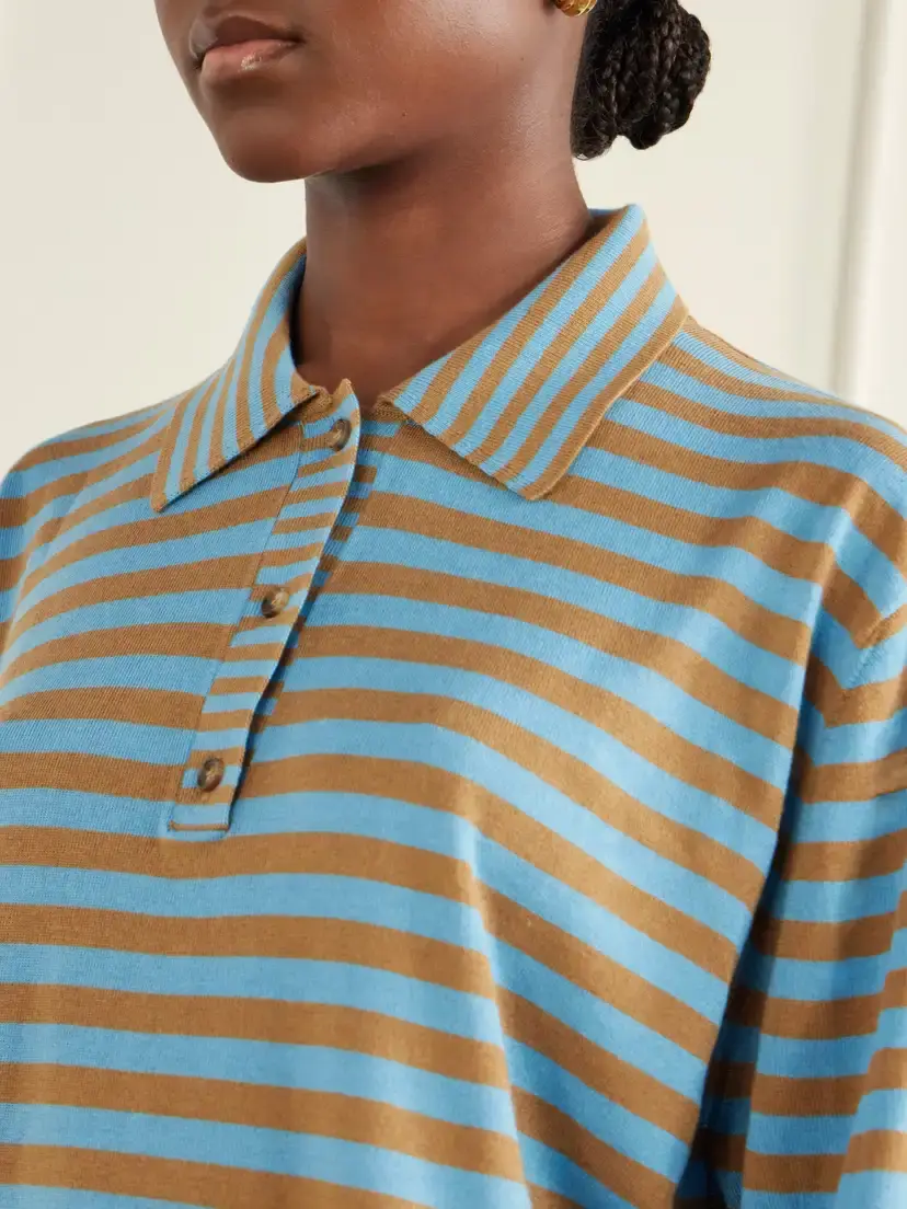 La Ligne Ben Striped Silk, Wool And Cashmere-blend Polo Sweater | Thumbnail 4 La Ligne Ben Striped Silk, Wool And Cashmere-blend Polo Sweater | Thumbnail 4