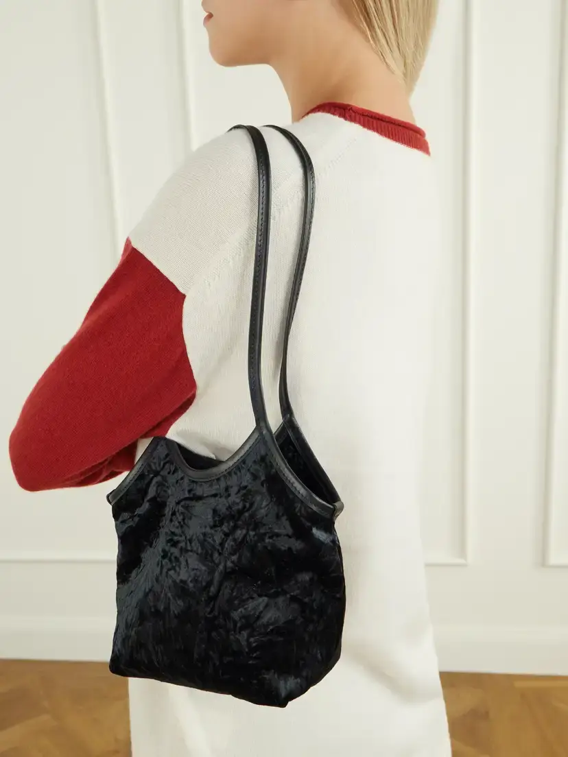 Valesque Cami Small Leather-trimmed Velvet Shoulder Bag | Thumbnail 2 Valesque Cami Small Leather-trimmed Velvet Shoulder Bag | Thumbnail 2