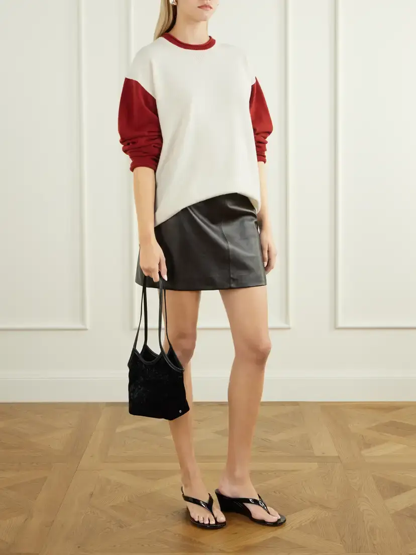 Valesque Cami Small Leather-trimmed Velvet Shoulder Bag | Thumbnail 3 Valesque Cami Small Leather-trimmed Velvet Shoulder Bag | Thumbnail 3