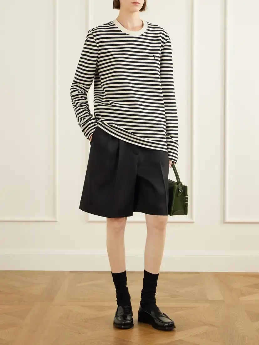 AMI PARIS Logo-embroidered Striped Cotton-jersey T-shirt | Thumbnail 2