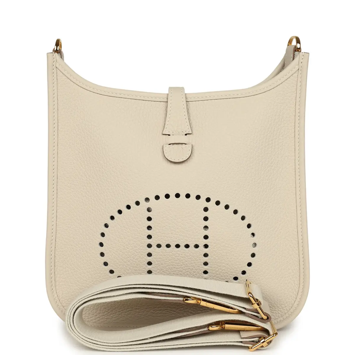 HERMÈS Hermes Evelyne 23 Craie Clemence Gold Hardware | Image 1 HERMÈS Hermes Evelyne 23 Craie Clemence Gold Hardware | Image 1