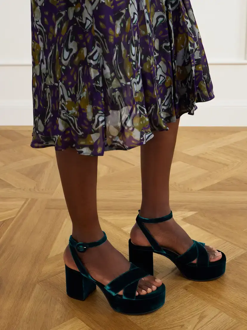 Gianvito Rossi 35 Velvet Sandals | Thumbnail 2 Gianvito Rossi 35 Velvet Sandals | Thumbnail 2