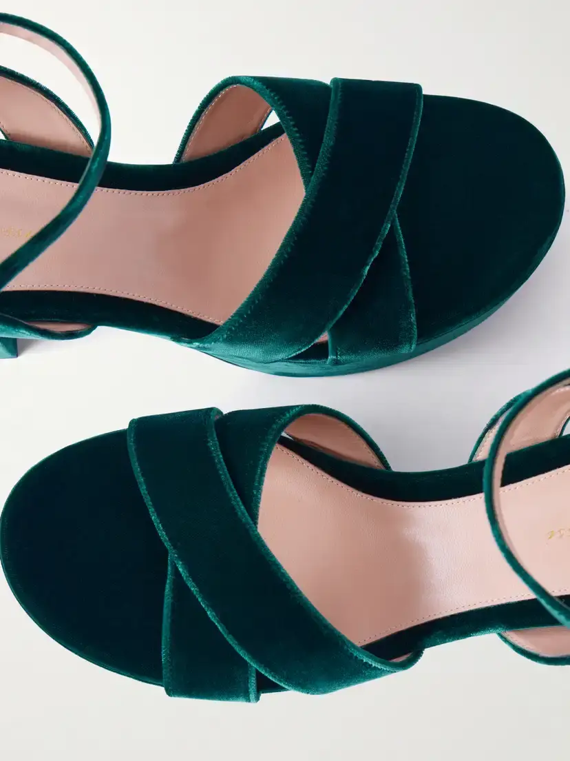 Gianvito Rossi 35 Velvet Sandals | Thumbnail 5 Gianvito Rossi 35 Velvet Sandals | Thumbnail 5