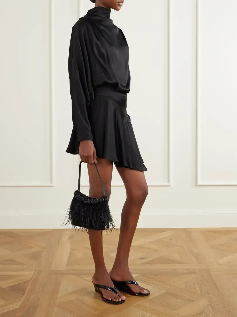 Staud Winslow Bead And Feather-embellished Silk Shoulder Bag | Thumbnail 3 Staud Winslow Bead And Feather-embellished Silk Shoulder Bag | Thumbnail 3