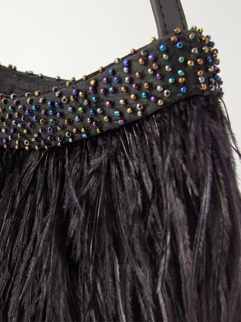Staud Winslow Bead And Feather-embellished Silk Shoulder Bag | Thumbnail 5 Staud Winslow Bead And Feather-embellished Silk Shoulder Bag | Thumbnail 5